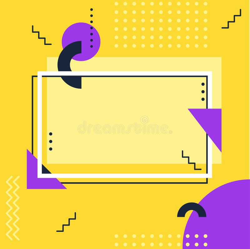Vibrant geometric shapes and patterns form a dynamic composition with a central white frame, offering space for text or stock illustration
