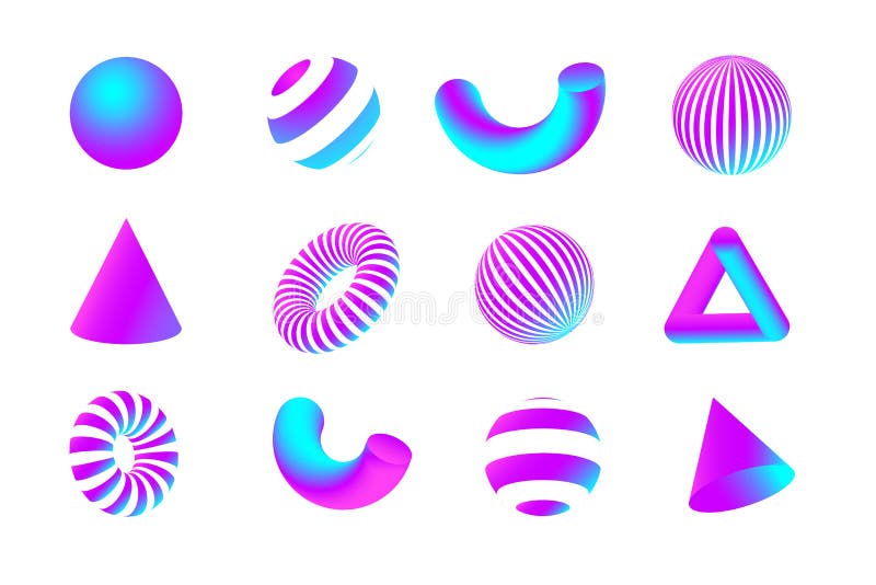 Geometry 3D shapes vector illustration