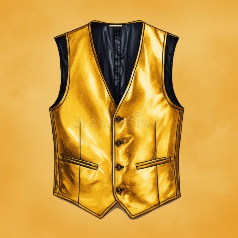 Vibrant Golden Vest Illustration with Realistic Brushwork Stock ...