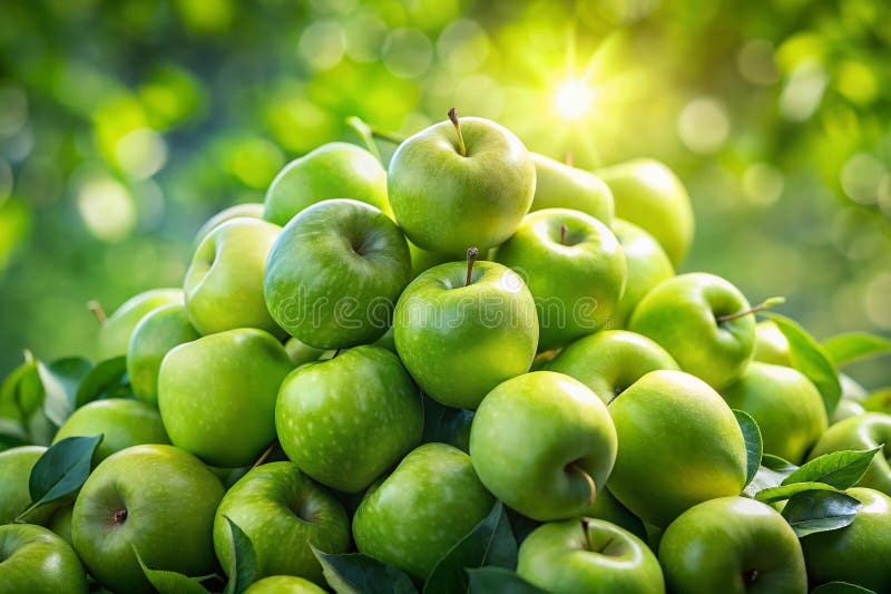 Vibrant Granny Smith Apples A Double Exposure Celebration of Fresh Green Fruit stock illustrationer