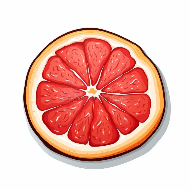 Vibrant Grapefruit Illustration on White Background Stock Illustration