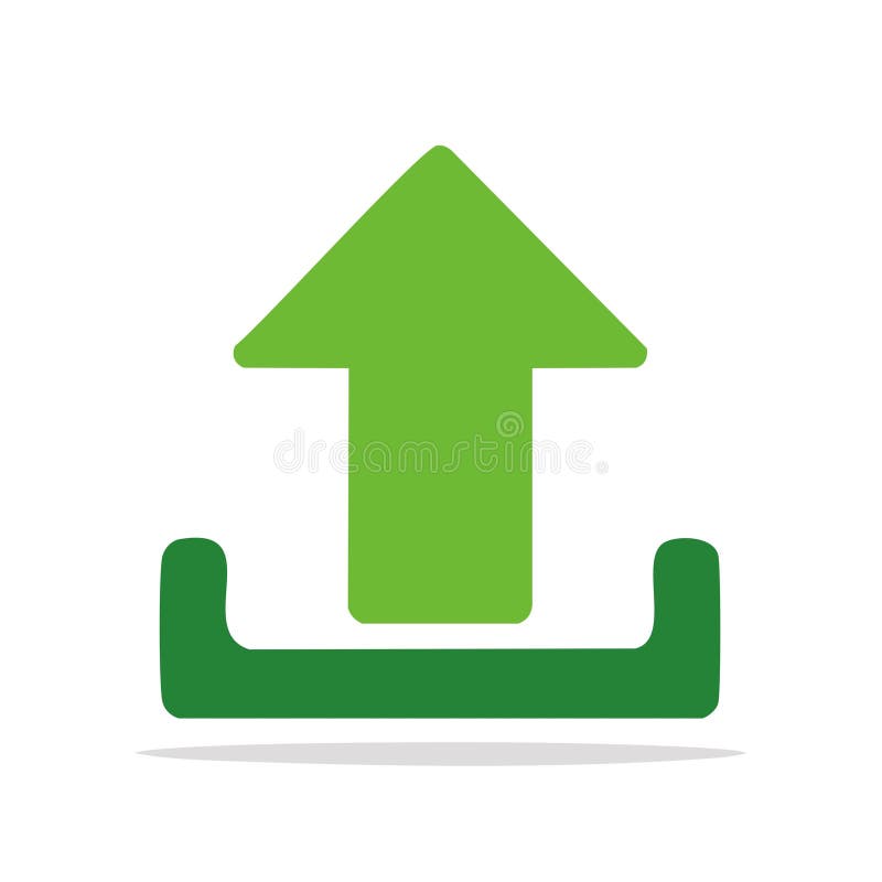 Vibrant Green Arrow Points Upwards from Semi Circle Symbolizing Uploading Sharing Data royalty free illustration