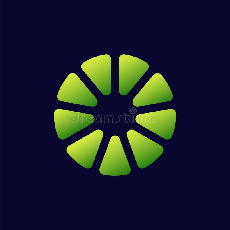 Vibrant green circular design featuring eight segmented petals in a symmetrical pattern royalty free illustration