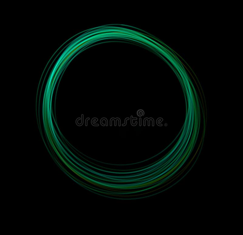 A vibrant green light circle appears on a dark background, demonstrating dynamic freeze light techniques in a creative display royalty free stock image