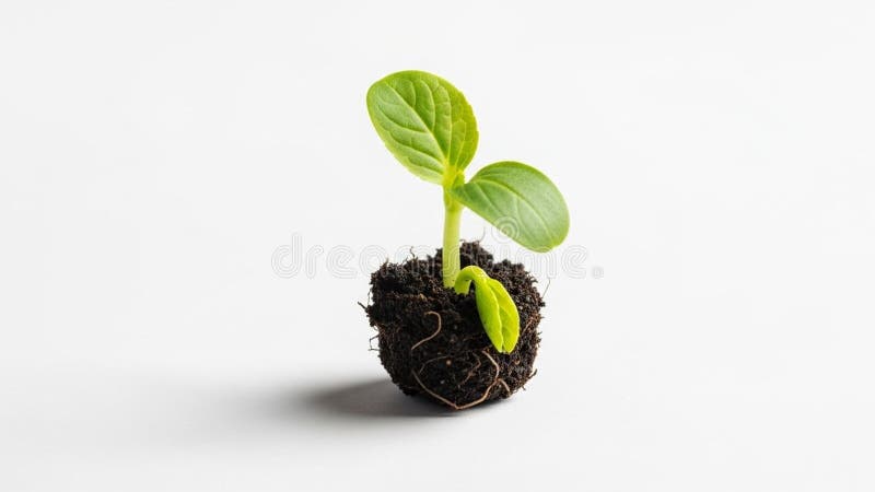 Vibrant green of the plant and the rich black of the soil emphasizing royalty free illustration
