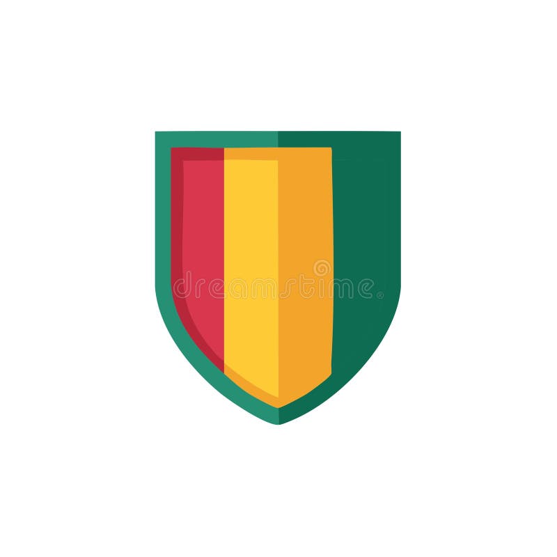 Vibrant green shield emblem with red yellow green vertical stripes royalty free illustration