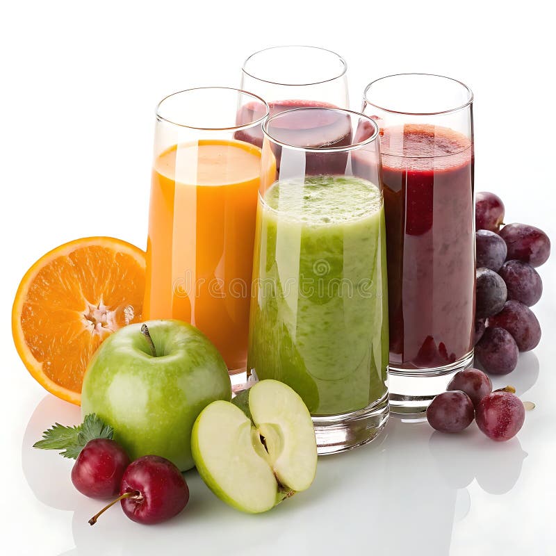 Colorful fresh Fruit Smoothies in Glassware vector illustration