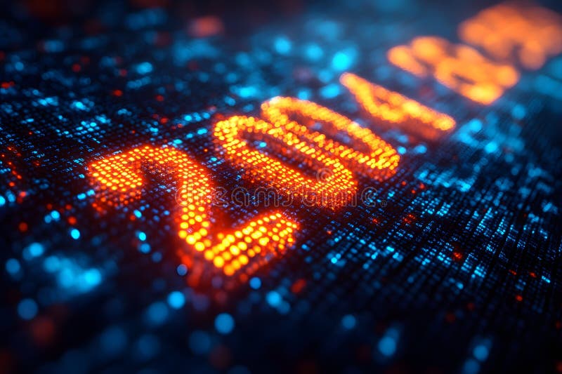 Digital Futuristic Data Concept with Glowing Numerical Code for Tech Design Generative AI stock illustration