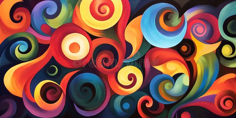 This vibrant image captures swirling abstract patterns with bold colors royalty free illustration