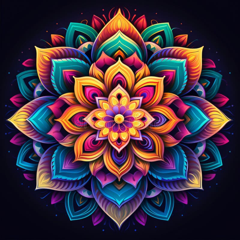 Vibrant and Intricate Mandala with Sacred Geometry Patterns