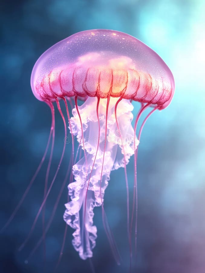 Vibrant jellyfish floating in the ocean vector illustration