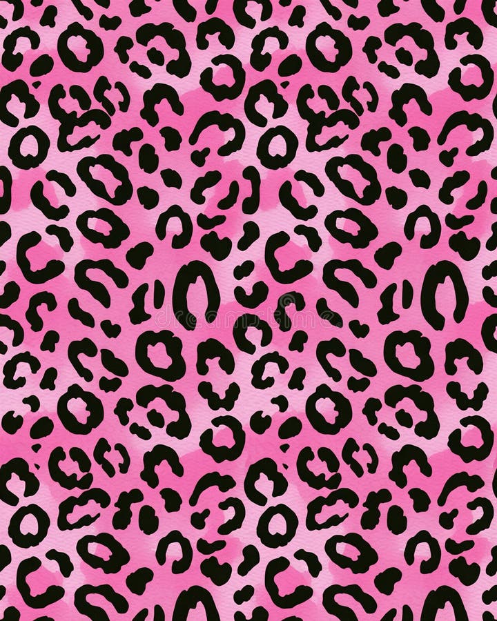 A vibrant leopard print pattern features bold black spots against a pink background, creating a striking and fashionable design royalty free illustration