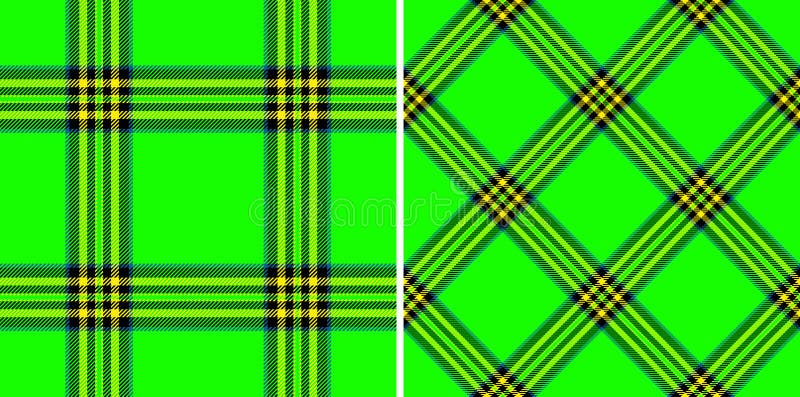 Vibrant lime green plaid patterns, perfect for textiles, web design, or branding. Two distinct styles offer versatile options for vector illustration