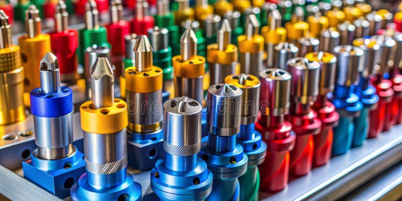 Vibrant Metal Cutting Tools Await CNC Machining Operation royalty free illustration