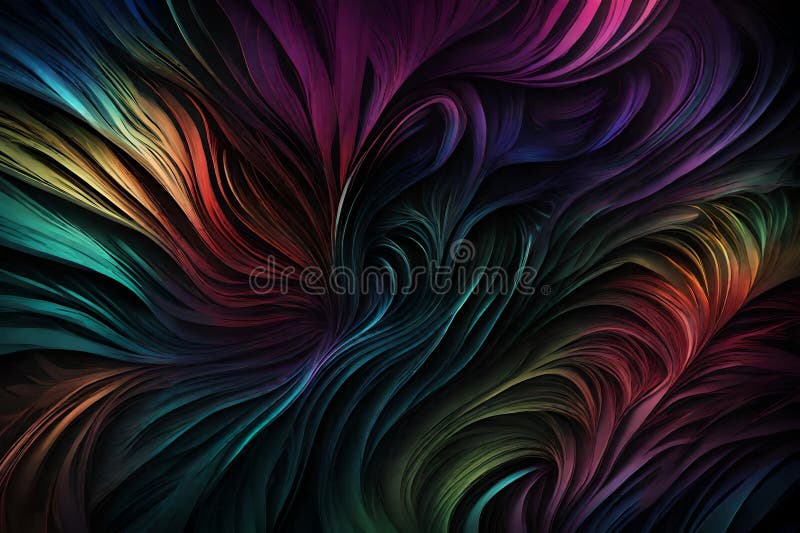 A vibrant mixture of RGB colors spiraling and blending around each other over a dark background. Abstract art featuring dynamic royalty free illustration