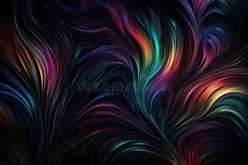 A vibrant mixture of RGB colors spiraling and blending around each other over a dark background. Abstract art featuring dynamic royalty free illustration