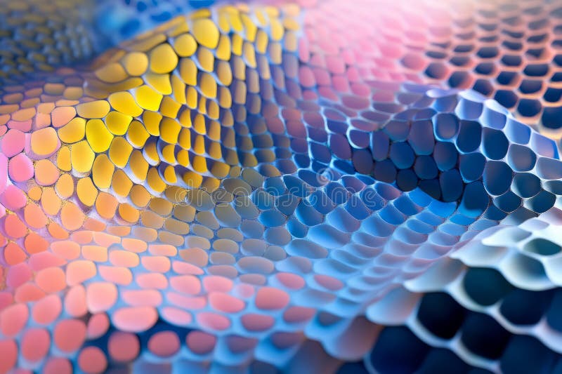 A vibrant, modern 3D background featuring a colorful array of hexagons in gradient shades of blue royalty free stock image