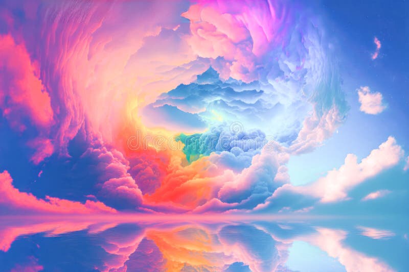 Vibrant Multicolor of Beautiful Sky and Cloud Copy Space Background ...