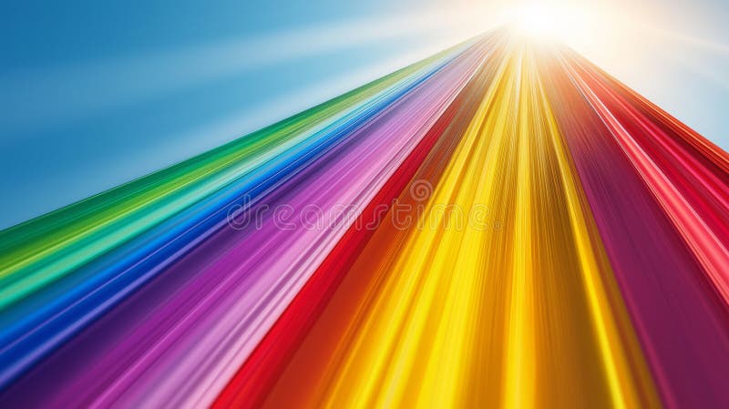 Vibrant multicolored light rays stretching toward the sky royalty free stock image