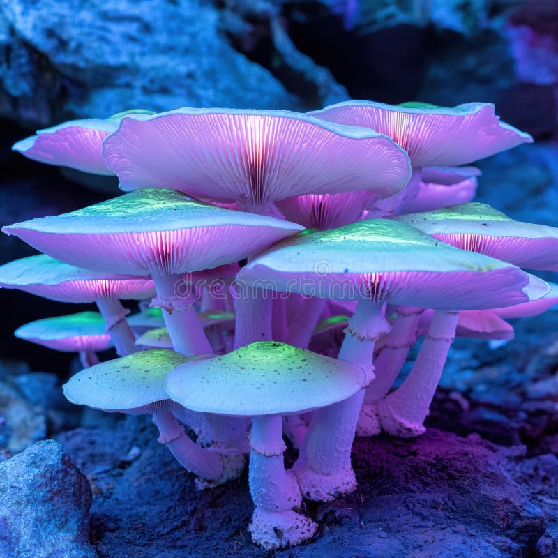 Vibrant Mushroom Cluster in Enchanting Forest vector illustration