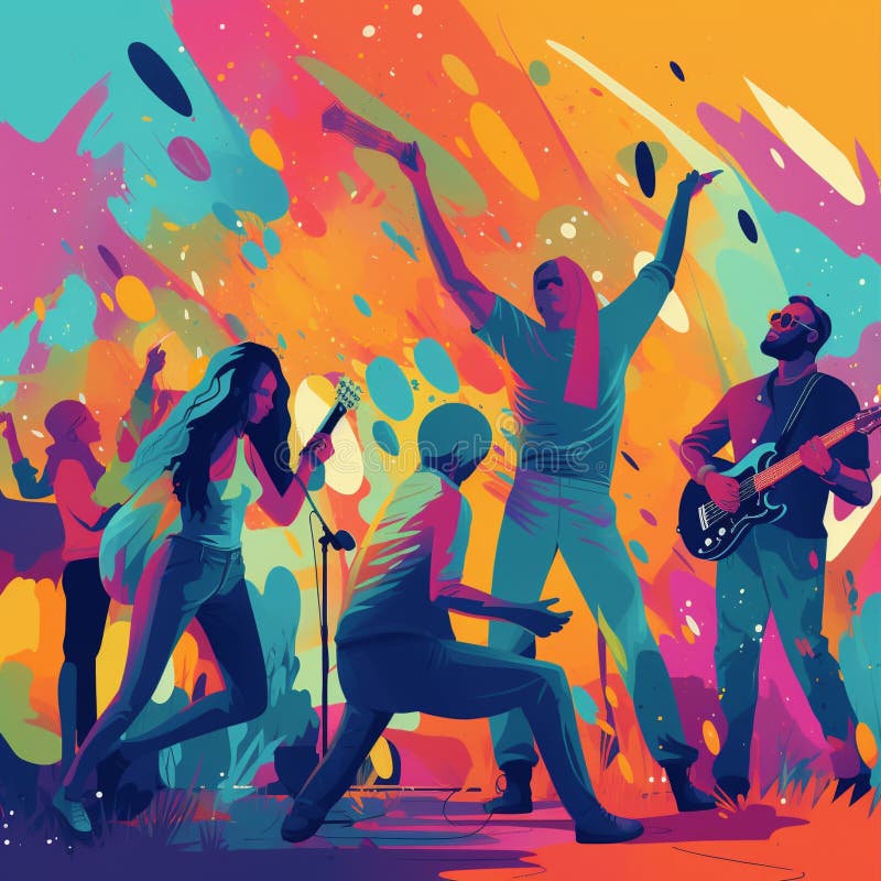 Vibrant Music Festival with Live Performances and Enthusiastic Crowds