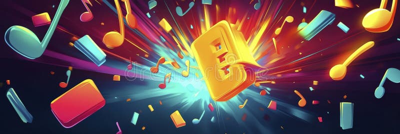 Vibrant musical explosion of notes and colors royalty free illustration