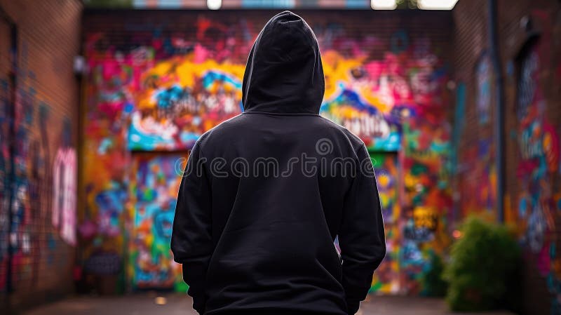 Vibrant negru hoodie înapoi vector illustration