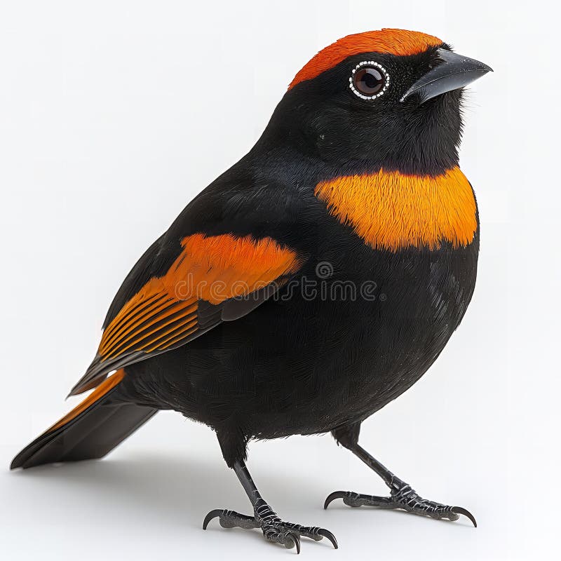 Vibrant negru și portocaliu pasăre detaliate de închidere Studio Shot Wildlife stock illustration