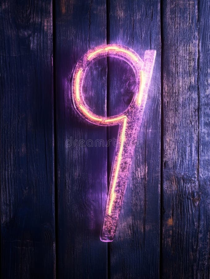 A vibrant neon checkmark set against a dark wooden background royalty free stock images