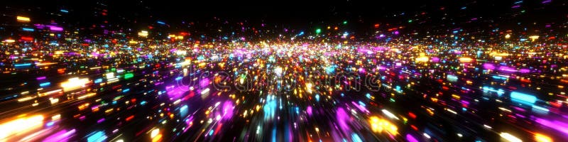 Vibrant Neon Light Show Overlapping Geometric Patterns in Futuristic Style, Captivating Visuals. royalty free illustration