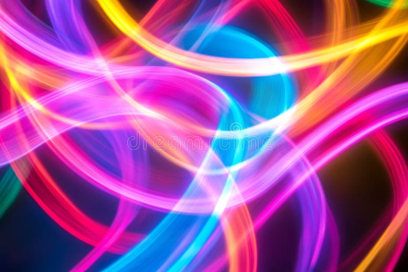 Vibrant Neon Light Trails Creating Dynamic Patterns in a Modern Urban Landscape at Nighttime vector illustration