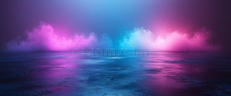 Vibrant neon lights illuminate a pathway that creates a futuristic setting royalty free stock images