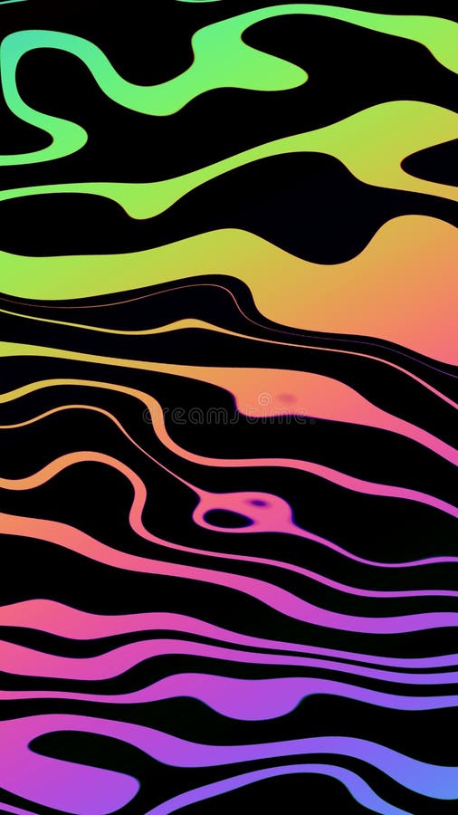 Vibrant Neon Wavy Pattern in Green Orange Purple för 90-tal Y2K Aestthetic stock illustrationer
