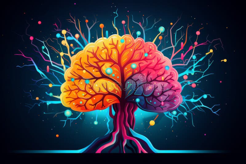 Ilustrarea arborelui de rețea neurală vibrantă vector illustration