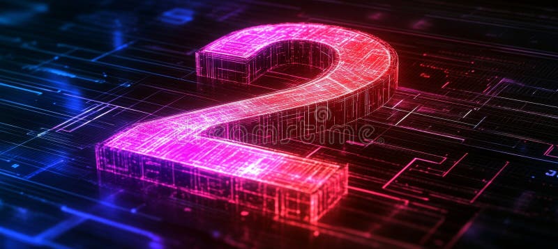 Vibrant Number quot 2 quot on Futuristic Abstract Circuit Board With, Digit, Style royalty free illustration