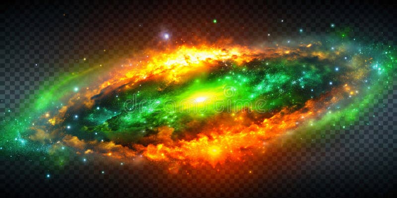 Vibrant Orange and Green Galactic Core An Abstract 3D Render of a Colorful Space Nebula Perfect for Backgrounds vector illustration
