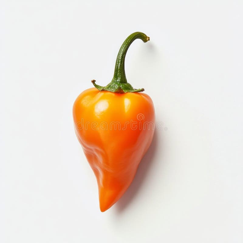 Vibrant orange habanero pepper on white background royalty free stock images
