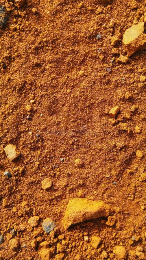 Vibrant orange texture with small rocks and fine granules stock photo