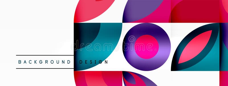 A vibrant pattern of circles and leaves on an electric blue rectangle vector illustration