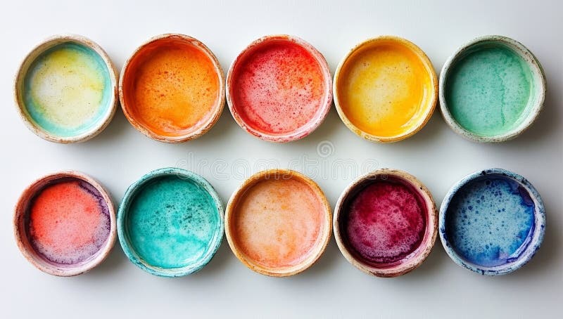 A vibrant pattern is created through the use of colorful watercolor circles stock image