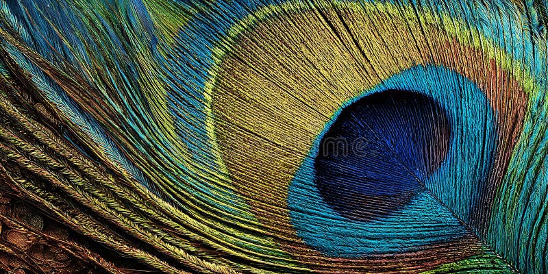 Vibrant Peacock Feather CloseUp Texture Design vector illustration