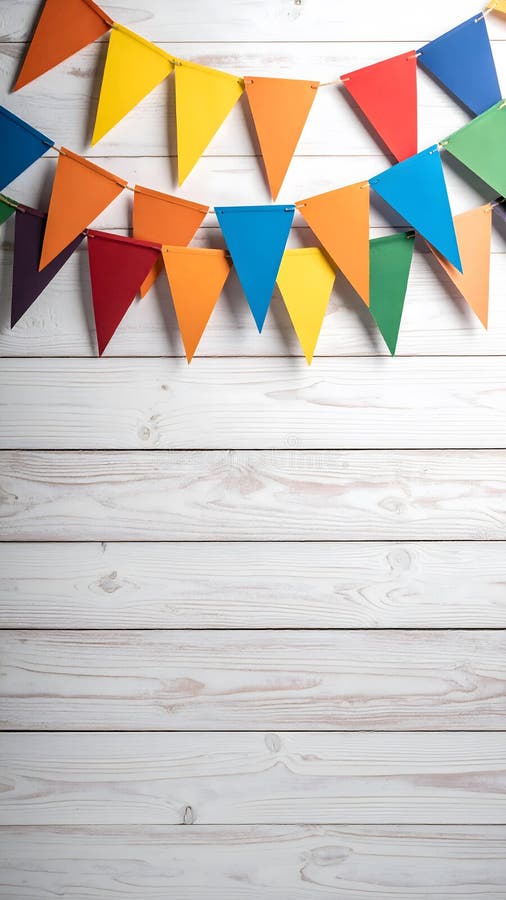 Vibrant Pennant Flags and Banner on Whiteboard stock illustration