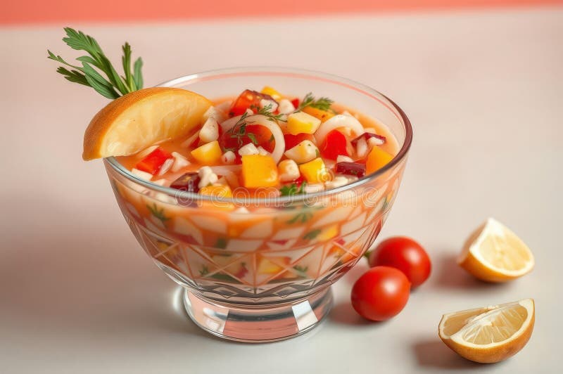Vibrant Peruvian Ceviche Delight vektor illustrationer