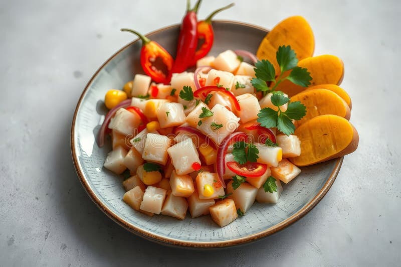 Vibrant Peruvian Ceviche Delight vektor illustrationer