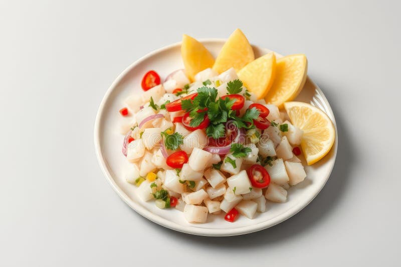 Vibrant Peruvian Ceviche Presentation royaltyfri illustrationer