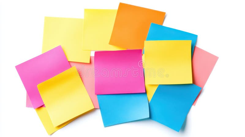 Vibrant pile of colorful sticky notes for organization, reminders, and creative brainstorming vector illustration