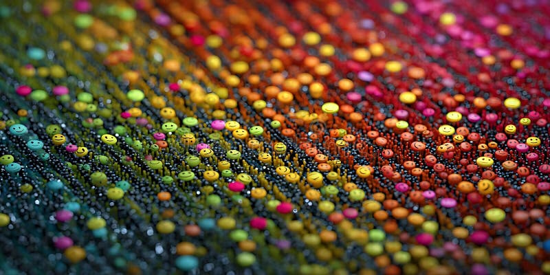 Vibrant Rainbow Bead Texture CloseUp vector illustration