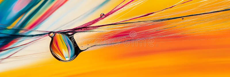 Vibrant Rainbow Water Drop Abstract Art Background Design Image Red Blue Macro Fluid Green Lines stock illustration