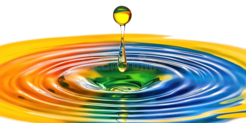 Vibrant Rainbow Water Drop Ripples Abstract Background Design red art blue cyan wave fluid green vector illustration