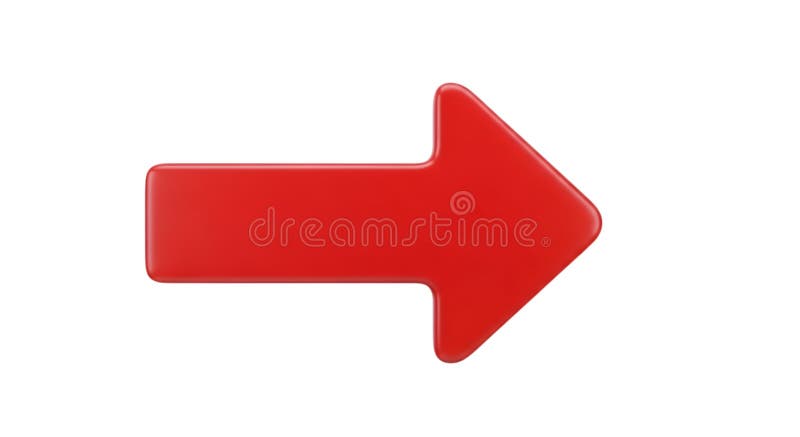 Red arrow pointing right direction, 3d rendering of navigation symbol icon vector illustration